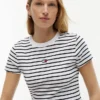 Tricou Favorite cu dungi și logo mini steag Tricou Favorite cu dungi și logo mini steag
