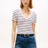 Tricou Favorite cu guler în V și dungi