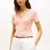 Tricou Favorite cu guler în V și dungi