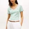 Tricou Favorite cu guler în V și dungi Tricou Favorite cu guler în V și dungi