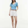 Tricou Favorite cu guler în V și dungi Tricou Favorite cu guler în V și dungi