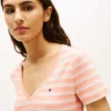 Tricou Favorite cu guler în V și dungi