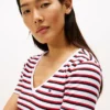 Tricou Favorite cu guler în V și dungi