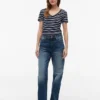 Tricou Favorite cu guler în V și dungi Tricou Favorite cu guler în V și dungi