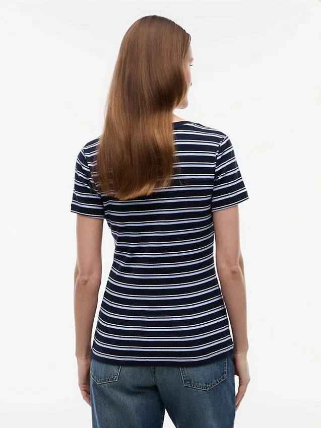 Tricou Favorite cu guler în V și dungi Tricou Favorite cu guler în V și dungi