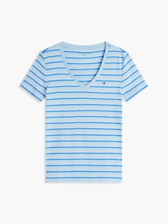 Tricou Favorite cu guler în V și dungi Tricou Favorite cu guler în V și dungi