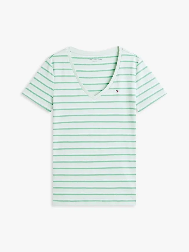 Tricou Favorite cu guler în V și dungi Tricou Favorite cu guler în V și dungi