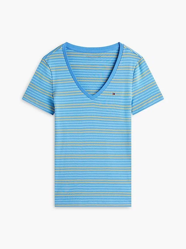 Tricou Favorite cu guler în V și dungi Tricou Favorite cu guler în V și dungi