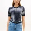 Tricou Henley cu mâneci scurte și model tricotat în zig-zag