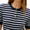 Tricou Henley cu mâneci scurte și model tricotat în zig-zag