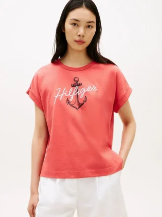 Tricou Hilfiger cu logo Anchor și mâneci dolman