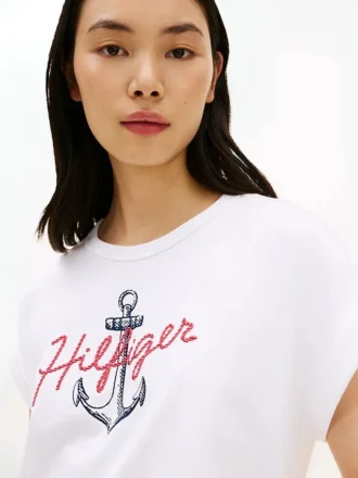 Tricou Hilfiger cu logo Anchor și mâneci dolman