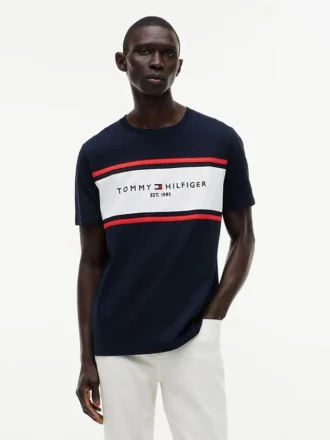 Tricou Hilfiger cu logo și dungi