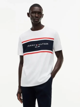 Tricou Hilfiger cu logo și dungi