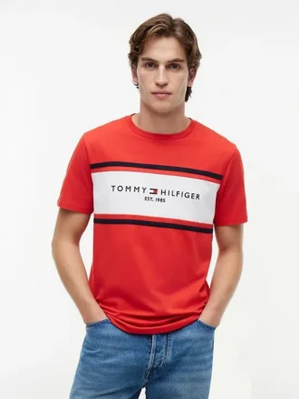 Tricou Hilfiger cu logo și dungi