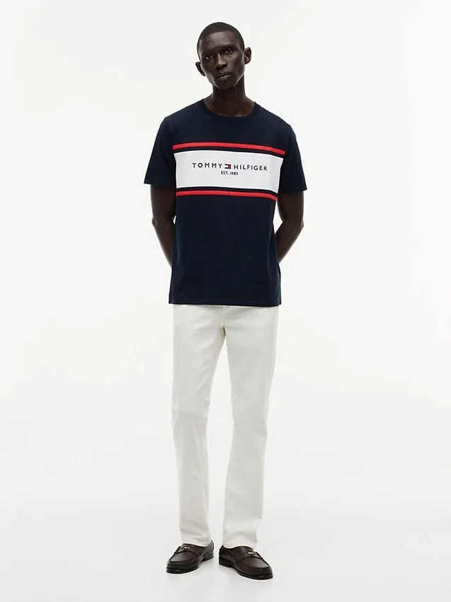 Tricou Hilfiger cu logo și dungi Tricou Hilfiger cu logo și dungi