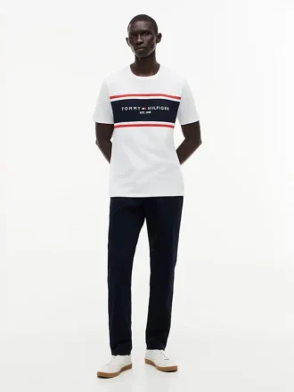 Tricou Hilfiger cu logo și dungi