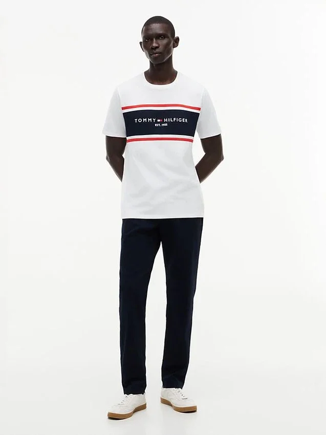 Tricou Hilfiger cu logo și dungi Tricou Hilfiger cu logo și dungi