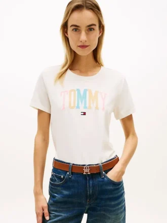 Tricou multicolor cu logo Tommy