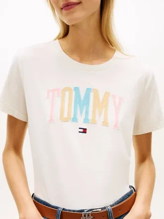 Tricou multicolor cu logo Tommy