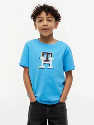 Tricou multicolor cu monogramă pentru copii