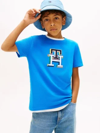 Tricou multicolor cu monogramă pentru copii