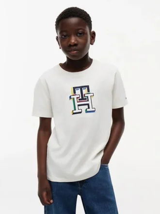 Tricou multicolor cu monogramă pentru copii