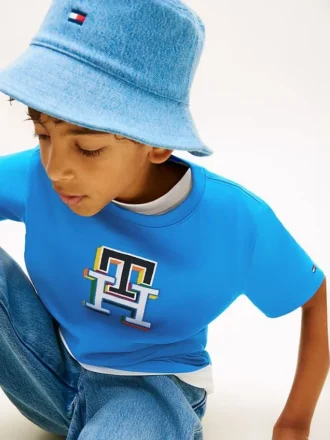 Tricou multicolor cu monogramă pentru copii