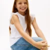 Tricou pentru copii cu broderie și mâneci fluturate Tricou pentru copii cu broderie și mâneci fluturate