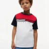 Tricou pentru copii cu dungi colorate și steag Tricou pentru copii cu dungi colorate și steag