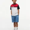 Tricou pentru copii cu dungi colorate și steag Tricou pentru copii cu dungi colorate și steag