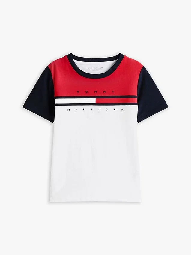 Tricou pentru copii cu dungi colorate și steag Tricou pentru copii cu dungi colorate și steag