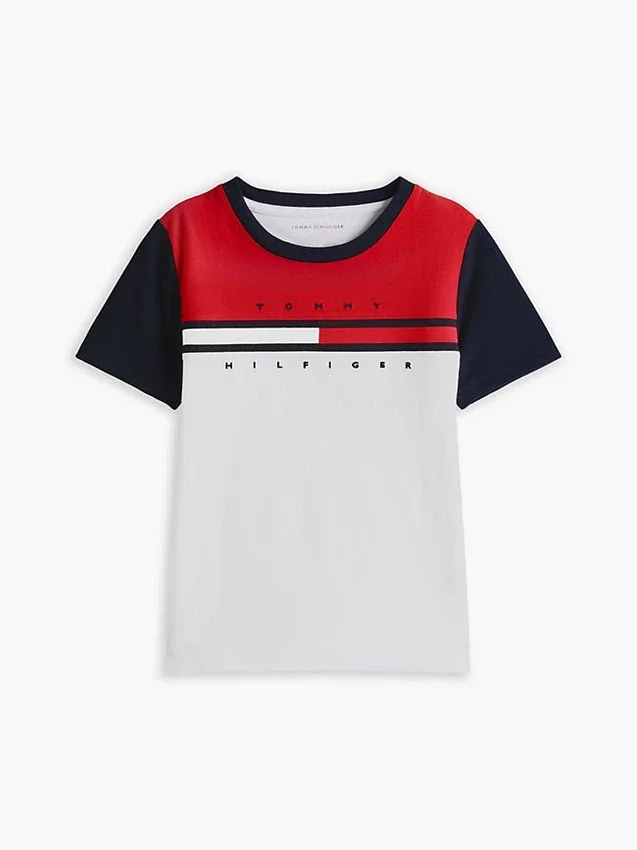 Tricou pentru copii cu dungi colorate și steag Tricou pentru copii cu dungi colorate și steag