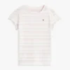 Tricou pentru copii cu dungi și mâneci cu bordură din dantelă Tricou pentru copii cu dungi și mâneci cu bordură din dantelă