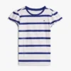 Tricou pentru copii cu dungi și mâneci cu bordură din dantelă Tricou pentru copii cu dungi și mâneci cu bordură din dantelă