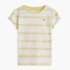 Tricou pentru copii cu dungi și mâneci cu bordură din dantelă Tricou pentru copii cu dungi și mâneci cu bordură din dantelă
