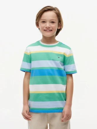 Tricou pentru copii cu dungi multicolore Tricou pentru copii cu dungi multicolore