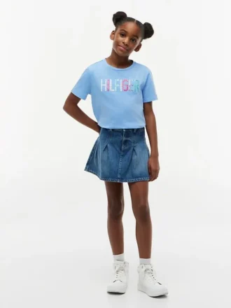 Tricou pentru copii cu logo Hilfiger din paiete