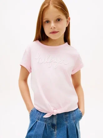 Tricou pentru copii cu logo Hilfiger și cravate în față