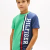 Tricou pentru copii cu logo și blocuri de culoare verticale Tricou pentru copii cu logo și blocuri de culoare verticale