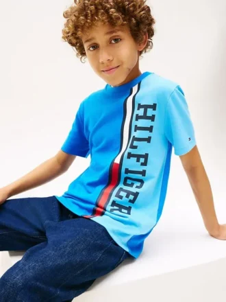 Tricou pentru copii cu logo și blocuri de culoare verticale