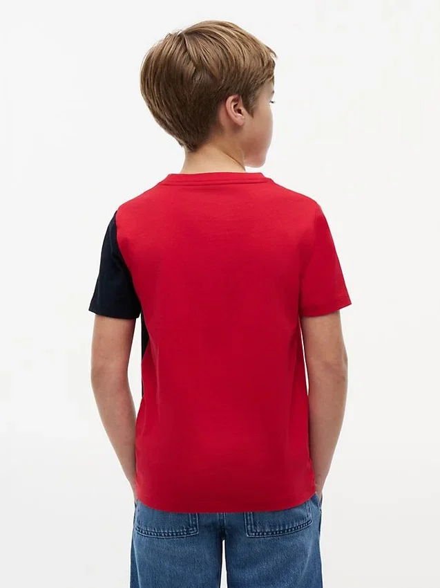 Tricou pentru copii cu logo și blocuri de culoare verticale Tricou pentru copii cu logo și blocuri de culoare verticale