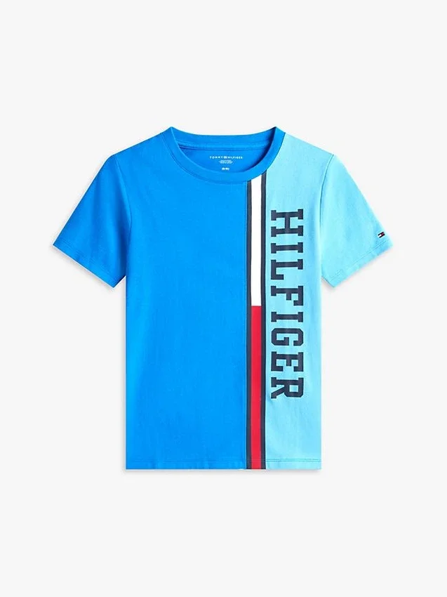 Tricou pentru copii cu logo și blocuri de culoare verticale Tricou pentru copii cu logo și blocuri de culoare verticale