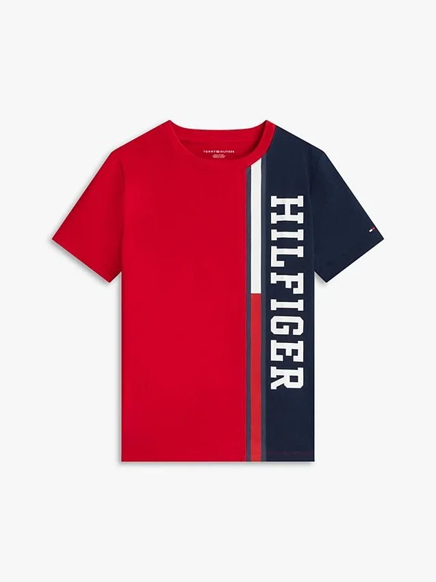Tricou pentru copii cu logo și blocuri de culoare verticale Tricou pentru copii cu logo și blocuri de culoare verticale
