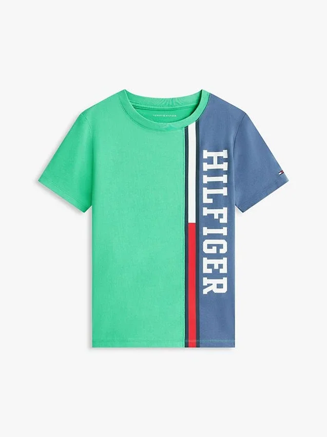 Tricou pentru copii cu logo și blocuri de culoare verticale Tricou pentru copii cu logo și blocuri de culoare verticale