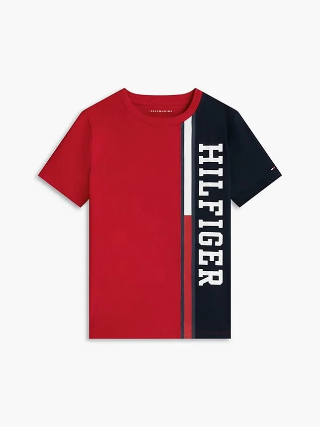 Tricou pentru copii cu logo și blocuri de culoare verticale Tricou pentru copii cu logo și blocuri de culoare verticale