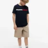 Tricou pentru copii cu logo și dungi