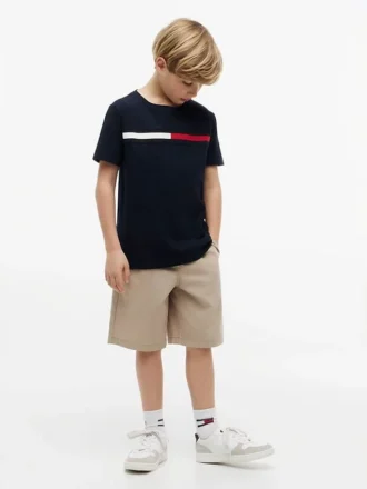 Tricou pentru copii cu logo și dungi