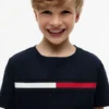 Tricou pentru copii cu logo și dungi
