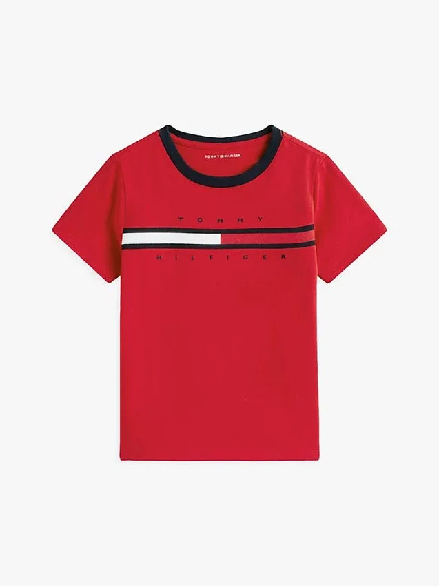 Tricou pentru copii cu logo și dungi Tricou pentru copii cu logo și dungi